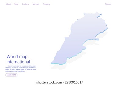 Lebanon Map - World map International vector template with isometric style including shadow, purple and blue color isolated on white background for design, website - Vector illustration eps 10