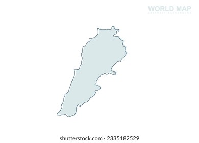 Mapa del Líbano - Mapa mundial de la plantilla vectorial internacional con línea de cigüeña azul y formas geométricas azules aisladas en fondo blanco para diseño, infografía, sitio web - Ilustración vectorial eps 10