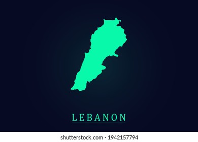 Lebanon Map - World map vector template with green color gradient isolated on dark background - Vector illustration eps 10