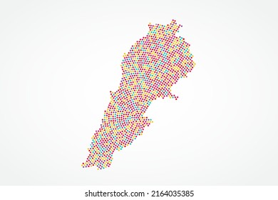 Lebanon Map - World map vector template with colorful dots, grid, grunge, halftone style isolated on white background for education, infographic, design, website - Vector illustration eps 10