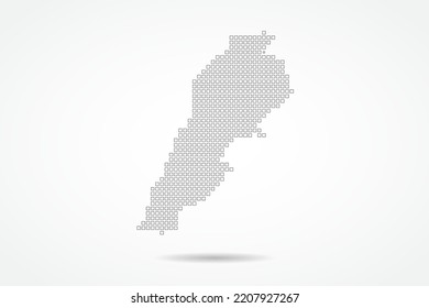 Lebanon Map - World map vector template with square pixel thin black and outline sketch style isolated on white background for education, infographic, design - Vector illustration eps 10