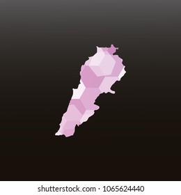 Lebanon map-Purple map made of hexagon on black and gray background, gradient color. Vector illustration eps 10. 