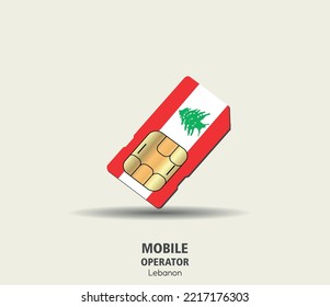 Libanon. SIM-Karte des Mobilfunkbetreibers mit Flagge. Vektorgrafik