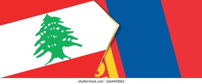 Lebanon and Mongolia flags, two vector flags symbol of relationship or confrontation.