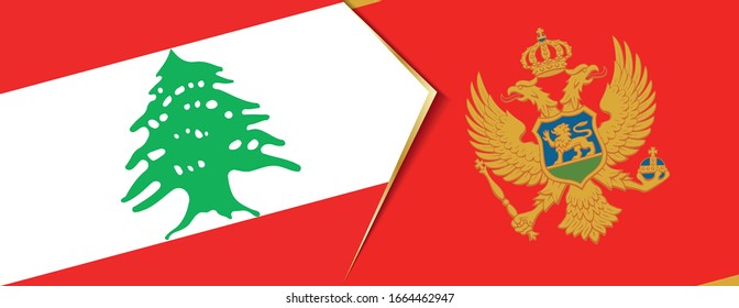 Lebanon and Montenegro flags, two vector flags symbol of relationship or confrontation.
