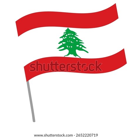 Lebanon national flag flutters with flagpole