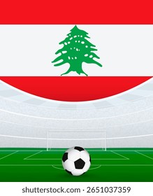 Líbano Tema Nacional de Futebol, Estádio e Bola de Futebol. Futebol Conceito Match no Líbano. Ideal para uso em promoções de eventos esportivos, projetos temáticos de futebol e anúncios de torneios.
