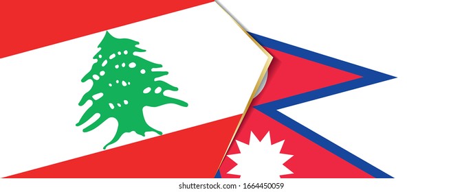 Lebanon and Nepal flags, two vector flags symbol of relationship or confrontation.