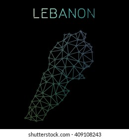 Lebanon network map. Abstract polygonal map design. Network connections vector illustration.