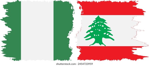 Lebanon and Nigeria   grunge flags connection, vector