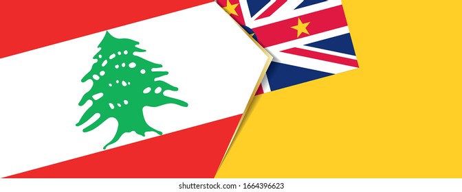 Lebanon and Niue flags, two vector flags symbol of relationship or confrontation.
