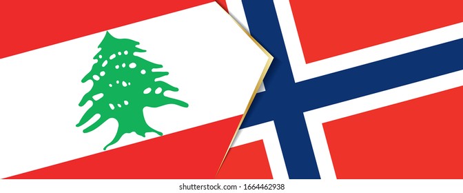 Banderas del Líbano y Noruega, dos banderas vectoriales símbolo de relación o enfrentamiento.