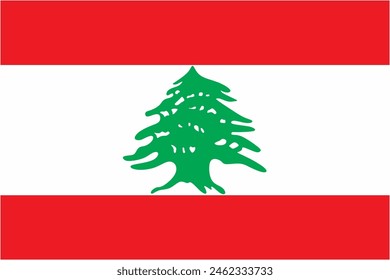 Lebanon official flag vector with standard size and proportion. National flag emblem with accurate size and colors.