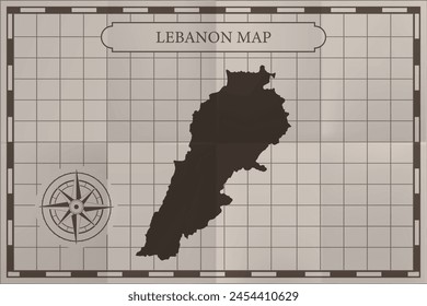 Lebanon old classic country map. Vintage antique map paper style.