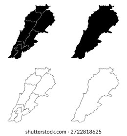 Conjunto de mapas de contorno y relleno sólido del Líbano.