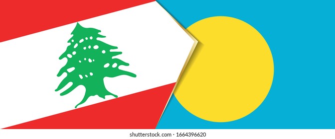 Lebanon and Palau flags, two vector flags symbol of relationship or confrontation.