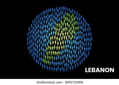 Lebanon population people map in globe vector illustration design