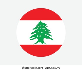 Lebanon Round Country Flag. Lebanese Circle National Flag. Lebanese Republic Circular Shape Button Banner. EPS Vector Illustration. svg