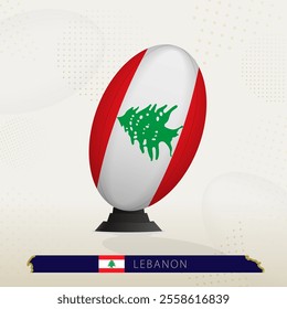 Lebanon Rugby Ball on Rugby Kicking Tees with Modern Design. Illustration perfect for sports, national pride, and rugby-related projects.