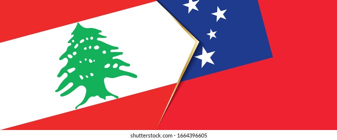 Lebanon and Samoa flags, two vector flags symbol of relationship or confrontation.