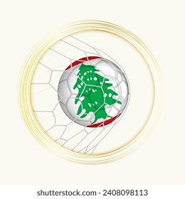 Lebanon scoring goal, abstract football symbol with illustration of Lebanon ball in soccer net. Vector sport illustration.