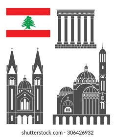 Lebanon set. Abstract Lebanon buildings on white background. EPS 10. Vector illustration