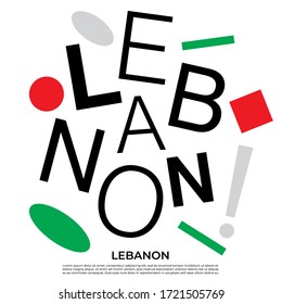 Lebanon : Set of country name with geometric elements : Vector Illustration