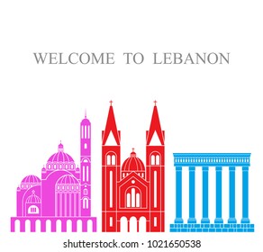 Lebanon set. Isolated Lebanon architecture on white background. EPS 10. Vector illustration