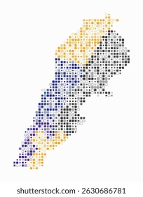 Lebanon, shape of the country build of colored cells. Digital style map of the Lebanon on white background. Small size rounded square blocks. Creative vector illustration.