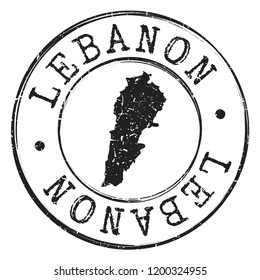 Lebanon Silhouette Map. Postal Passport Stamp Round Vector Icon Map.