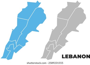 Lebanon simple maps flat illustration