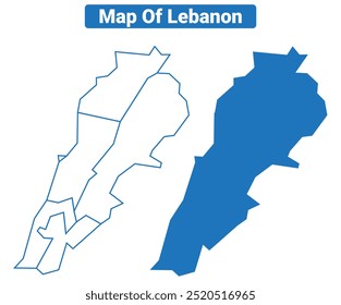 Líbano mapa de Vector simple y conjunto de ilustración de estilo de contorno