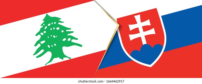 Lebanon and Slovakia flags, two vector flags symbol of relationship or confrontation.
