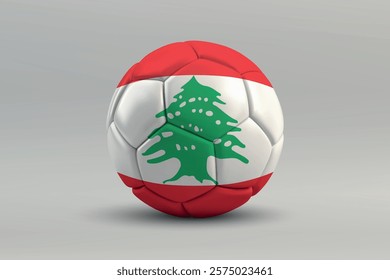 Lebanon soccer ball featuring the national flag design on a gray background