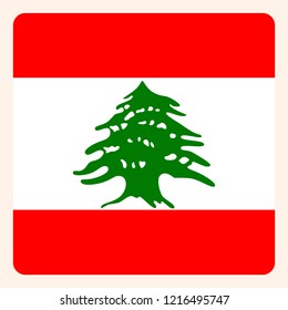 Lebanon square flag button, social media communication sign, business icon.