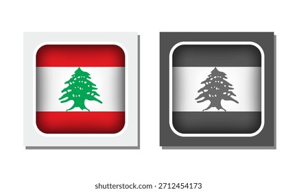 Lebanon Square Rounded Flag Icon