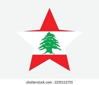 Lebanon Star Flag. Lebanese Republic Star Shape Flag. Republic of Lebanon Country National Banner Icon Symbol Vector Flat Artwork Graphic Illustration svg
