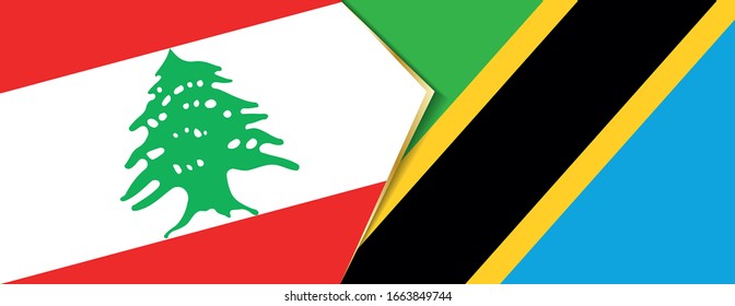 Lebanon and Tanzania flags, two vector flags symbol of relationship or confrontation.