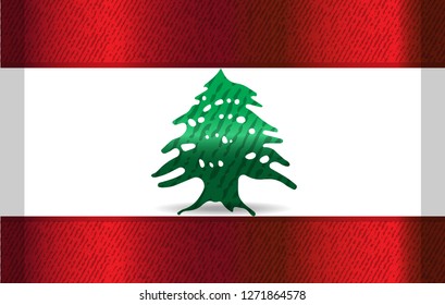 Lebanon textile textured isolated vector flag with shadow