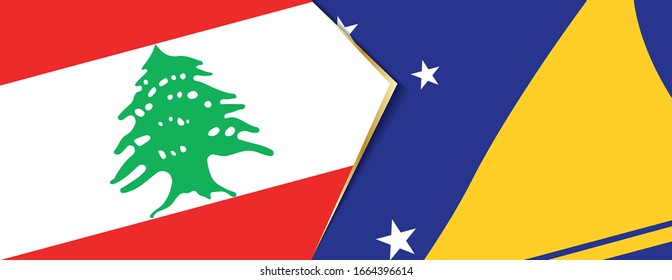 Lebanon and Tokelau flags, two vector flags symbol of relationship or confrontation.