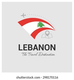 Lebanon The Travel Destination logo - Vector travel company logo design - Country Flag Travel and Tourism concept t shirt graphics - vector illustration