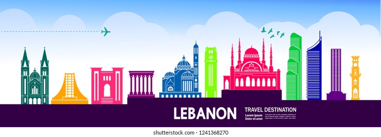 Lebanon Travel destination vector.