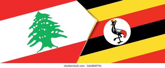 Lebanon and Uganda flags, two vector flags symbol of relationship or confrontation.