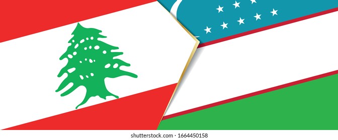Banderas del Líbano y Uzbekistán, dos banderas vectoriales símbolo de relación o enfrentamiento.