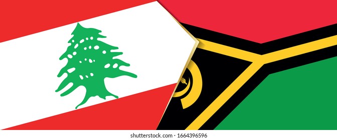 Lebanon and Vanuatu flags, two vector flags symbol of relationship or confrontation.