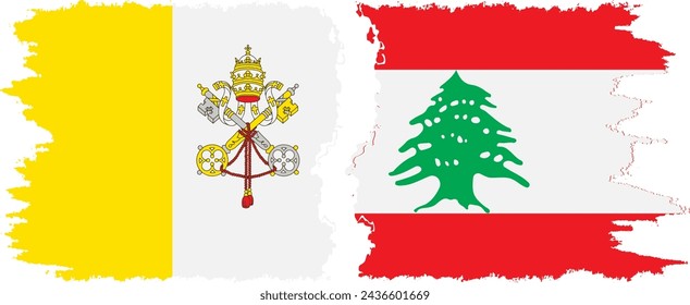 Lebanon and Vatican grunge flags connection, vector