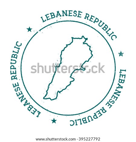 Lebanon vector map. Retro vintage insignia with Lebanon map. Distressed visa stamp with Lebanon text wrapped around a circle and stars. Country map vector illustration.