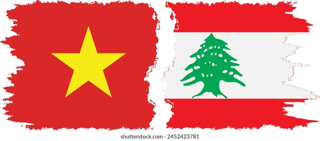 Lebanon and Vietnam grunge flags connection, vector