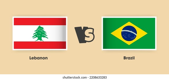 Lebanon vs Brazil flags placed side by side. Creative stylish national flags of Lebanon vs Brazil with background