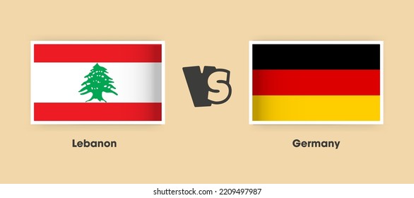 Lebanon vs Germany flags placed side by side. Creative stylish national flags of Lebanon vs Germany with background